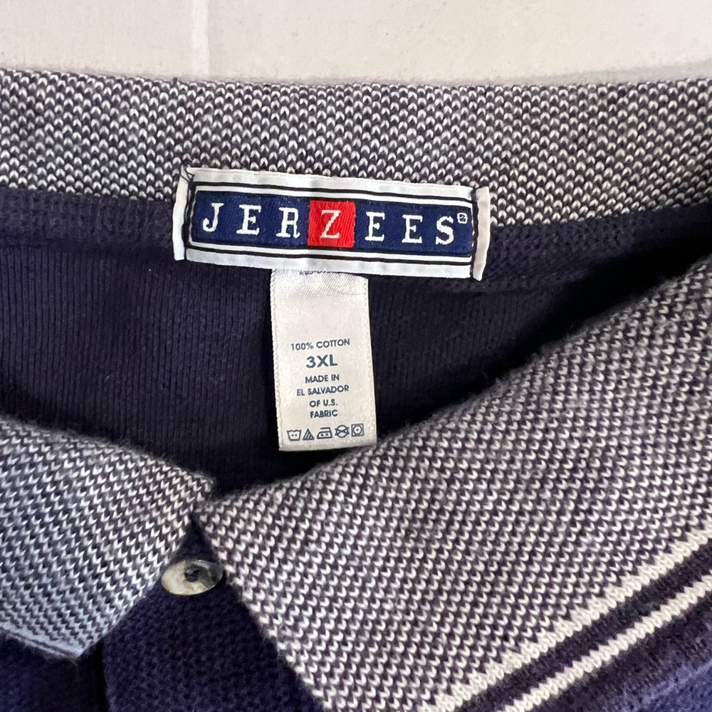 Jerzees Navy Polo Shirt with Gray Accents - Picture 3 of 4